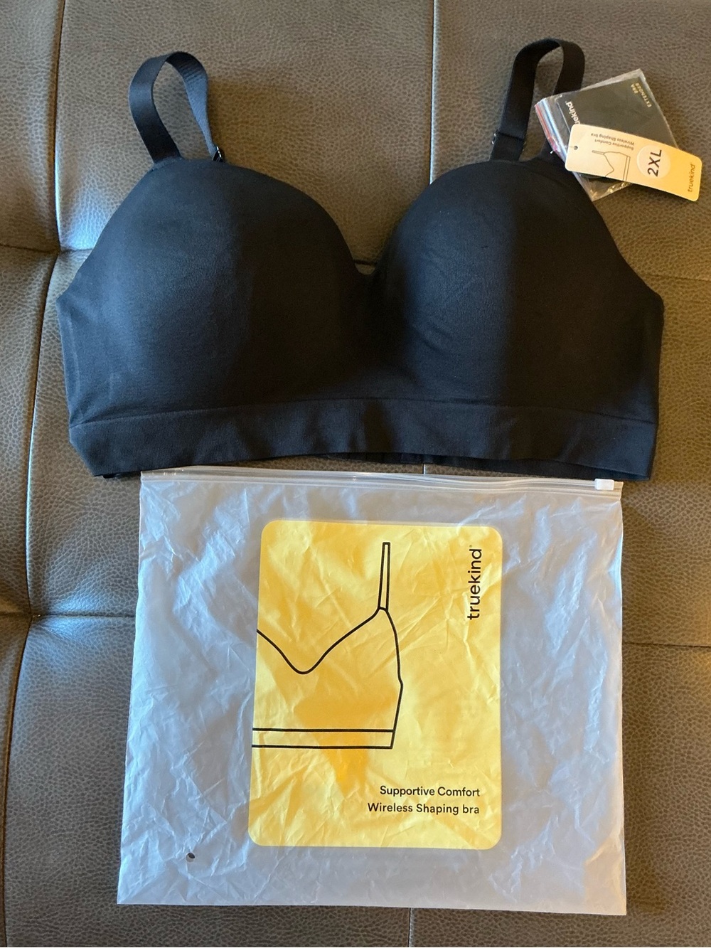 NWT Truekind Supportive Comfort Wireless Shaping Bra 2XL Black